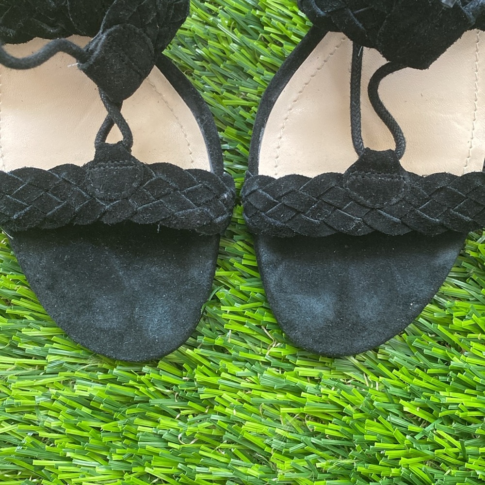 BCBG real suede. Lorette X Black Suede Lace Up Sandals 8.5. Real leather upper. - Picture 6 of 9